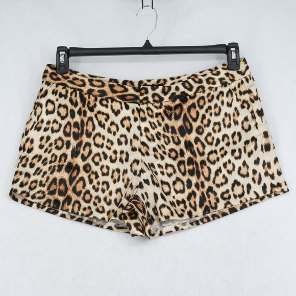Generation Love Shorts XL Womens Leopard Print Side Pockets Mid Rise Brown - Picture 3 of 7
